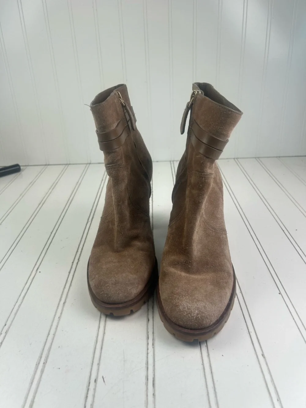 Tory Burch Brown Leigh Suede Lug Sole Booties Women’s Size 7 $400